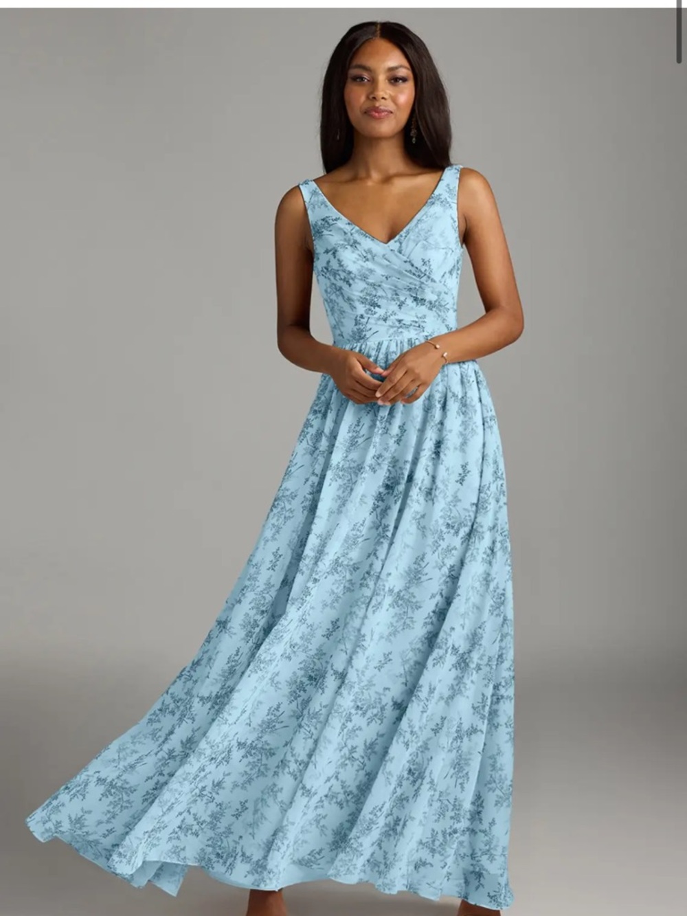 Azazie Bridesmaid Keyla Dress in Blue Fern Floral
